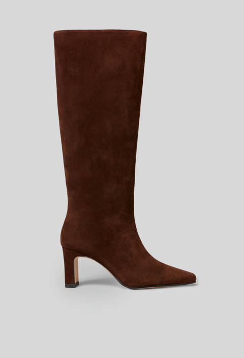 Claudie Pierlot — Bottes à talons cuir suède – Chocolat