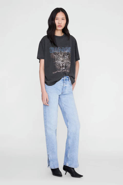 Anine Bing — Cade Tee Leo Muse - Washed Black