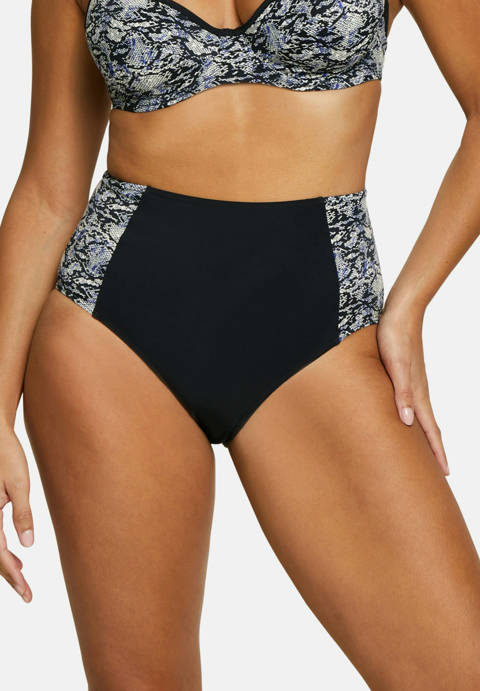 Sans Complexe — Culotte de bain taille haute At the world's end Imprime Animal Noir