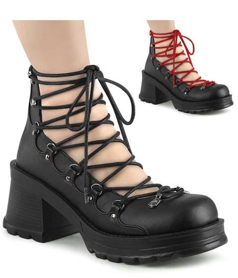 DEMONIA Cult — Chaussures Montantes BRATTY-32 à Lacets Interchangeables et D-Rings