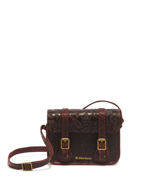 Dr. Martens — Sacoche Floral Emboss en Cuir Crazy Horse 18 Cm