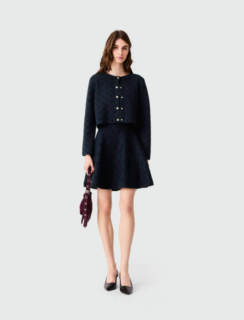 Maje — Cardigan en jacquard avec sequins – Marine