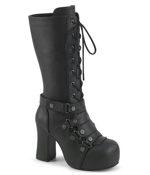DEMONIA Cult — Bottes gothiques noires à plateforme et clous à vis