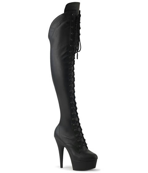 Pleaser — Cuissardes à Laçage Pleaser DELIGHT 3014 – Noir Mat