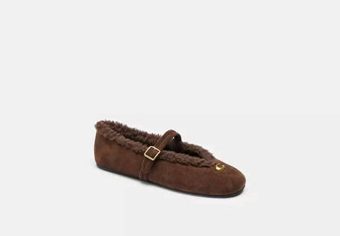 Coach — Coach Escarpins Mary Jane Sculptés En Shearling