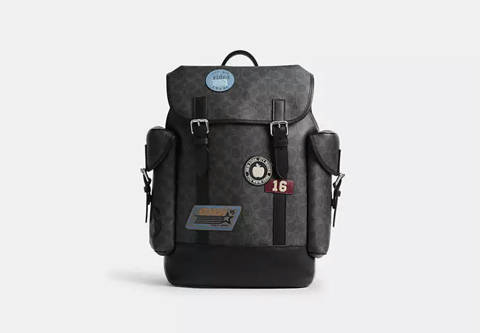 Coach — Coach Sac à Dos Hitch Avec Stickers En Cuir Signature Upcrafted