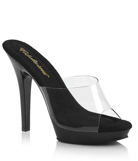Fabulicious — Mules Transparentes LIP-101 : L'Icône Glamour LBDHT – Dessus Transparent Talon noir