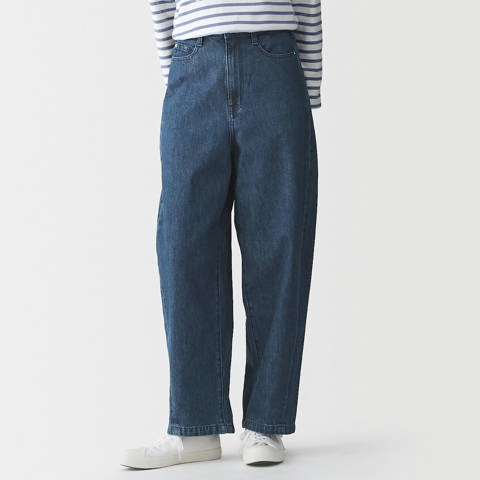 MUJI — Pantalon coupe cocon en denim et kapok mélangé pour femme