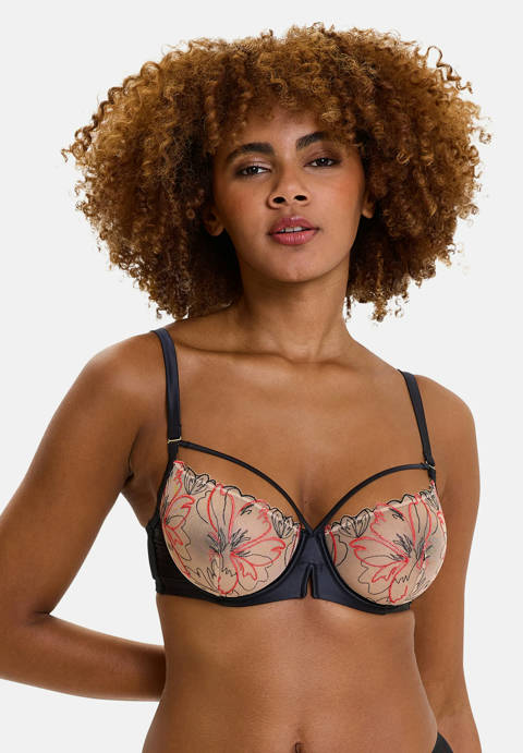 Sans Complexe — Soutien-gorge corbeille Alberta Noir & Rouge Poppy