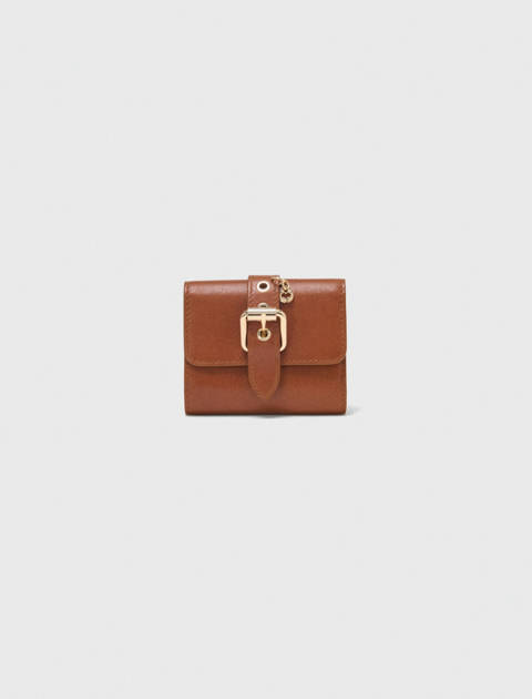 Maje — Portefeuille Miss M en cuir lisse – Tabac