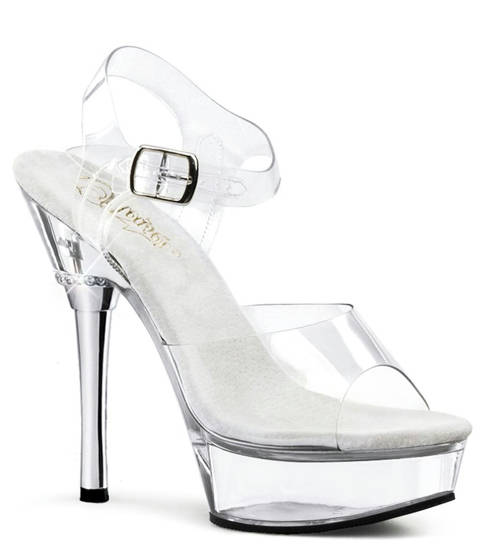 Pleaser — ALLURE-608 : Sandales Transparentes à Plateforme Chrome