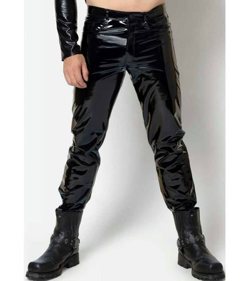 Catanzaro — Pantalon Cigarette en Vinyle Noir Shawn Homme