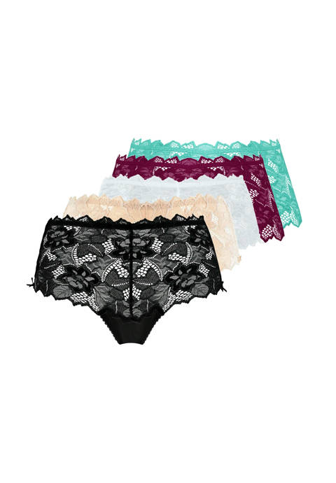Sans Complexe — Lot de 5 culottes Arum Noir, Blanc, Skin, Magenta Pourpre et Vert Aquifère