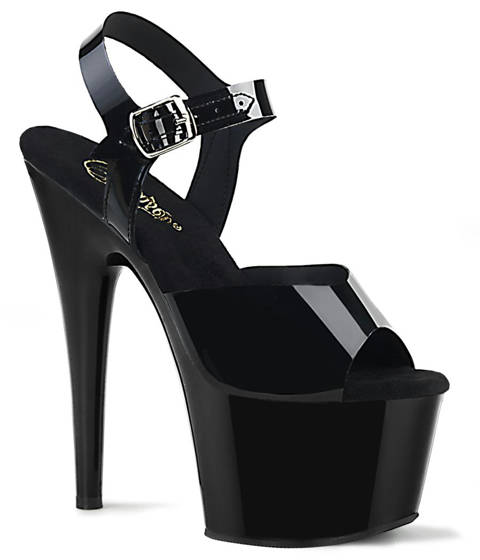 Pleaser — ADORE-708N : Sandales Plateforme et Bride Vernies Assorties – Noir Vernis