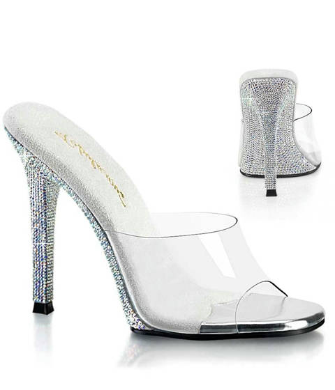 Fabulicious — Mules GALA-01DM : Talon et Cambrure Pavés de Strass Aurore Boréale