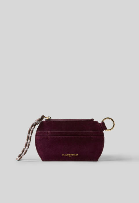 Claudie Pierlot — Porte-cartes zippé en suède bordeaux – Bordeaux