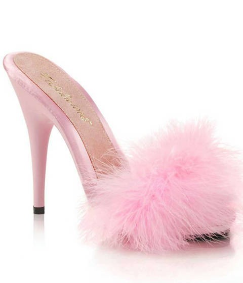 Fabulicious — Mules à Plumes POISE-501F : L'Élégance Marabout LBDHT – Rose