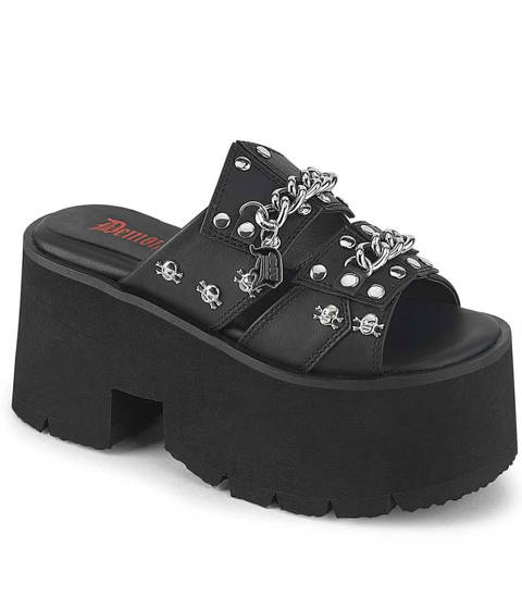 DEMONIA Cult — Mules à Plateforme Noir Mat Ashes-08