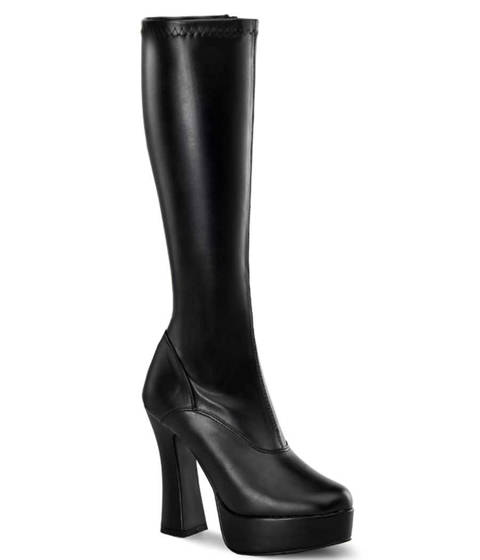PLEASER Pink Label — La Botte Plateforme Rétro-Gogo ELECTRA-2000Z-Noir-Verni-Mat – Noir Mat