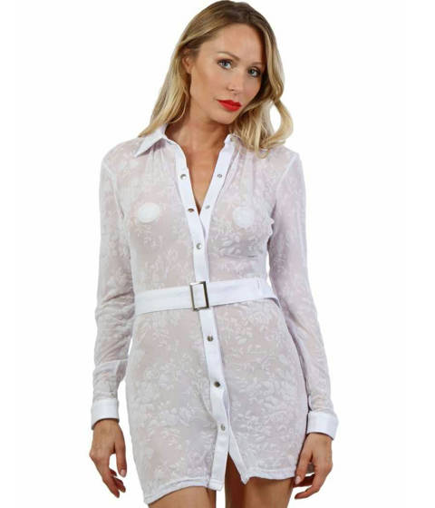 Soisbelle — L'Innocence Provocante : Robe Chemisier Blanche à Fleurs Velours