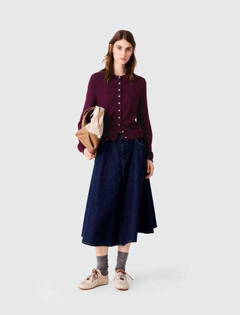 Maje — Cardigan avec logo brodé – Aubergine