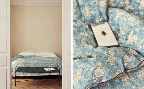 Zara Home — Housse de couette satin fleurs passepoil