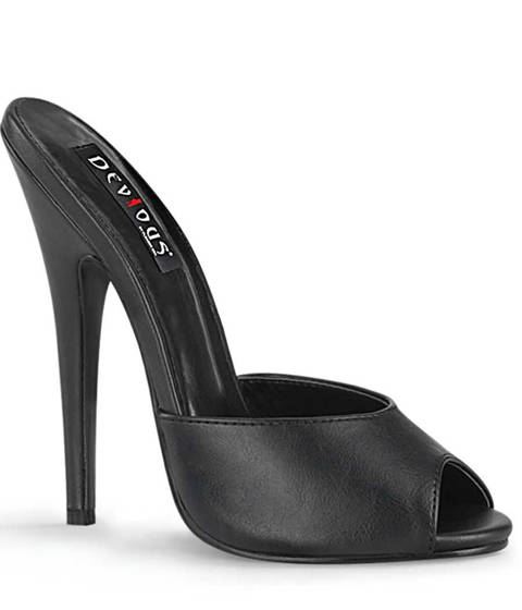 Devious — Mules à Talon Aiguille DOMINA-101 : L'Essence de la Cambrure Fétichiste par Devious – Noir Mat