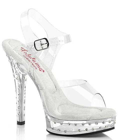 Fabulicious — Sandales Transparentes MAJESTY-508SDT : L'Élégance du Strass Clouté en Largeur Confort