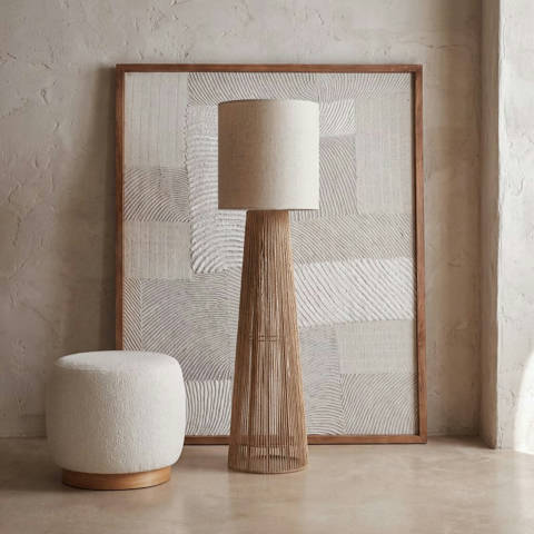 Maisons du Monde — Lampadaire en papier et abat-jour beige, H141 cm Kata