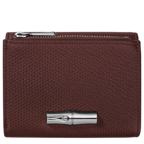 Longchamp — Portefeuille compact Le Roseau – Cuir - Bordeaux