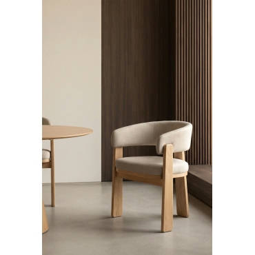 Sklum — Chaise avec accoudoirs tapissée en chêne Carbalis