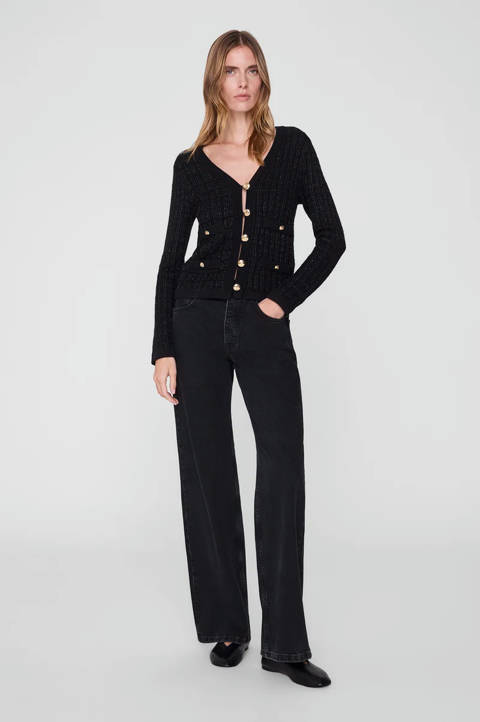 Anine Bing — Tessa Tweed Cardigan - Black