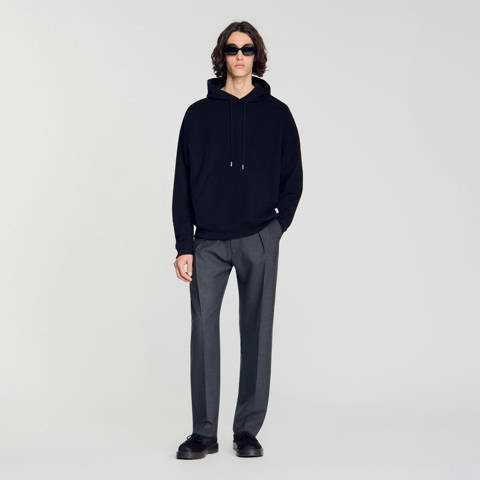 Sandro — Sweat oversize à capuche – Noir