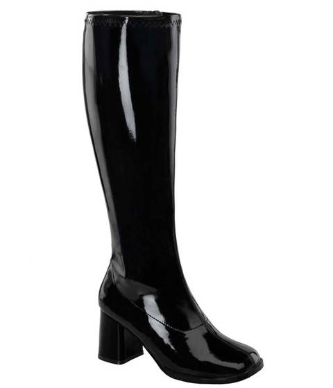 Funtasma — Bottes Gogo Mollets Larges GOGO-300WC Funtasma – Noir Vernis
