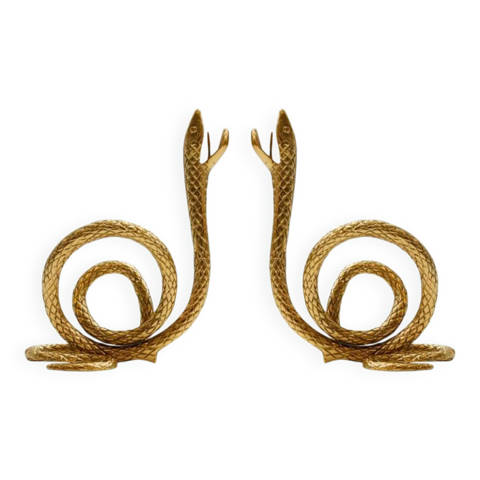 Selency — Paire de candélabres en bronze de style mid-century italien