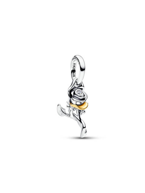 Pandora — Charm pendant Disney la belle et la bête rose enchantée et diamant de synthèse