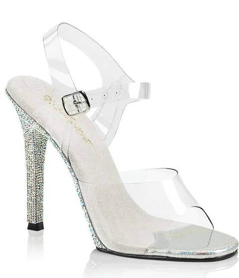 Fabulicious — Sandales Transparentes GALA-08DM : L'Exceptionnelle avec Semelle et Talon Sertis de Strass