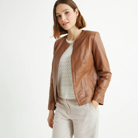 Anne Weyburn — Blouson court en cuir de mouton