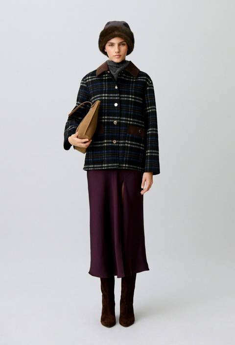 Claudie Pierlot — Manteau laine mélangée carreaux – Multico
