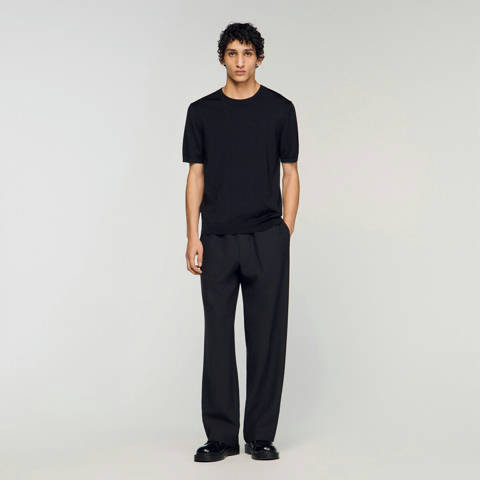 Sandro — T-shirt en maille – Noir