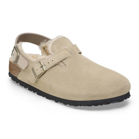 Birkenstock — Tokio Shearling Suede Leather – Taupe