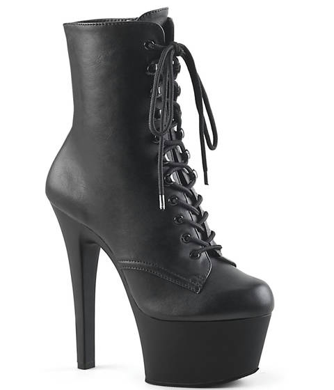 Pleaser — ASPIRE-1020 : Bottines Lacées à Plateforme Noir Pleaser – Noir Mat