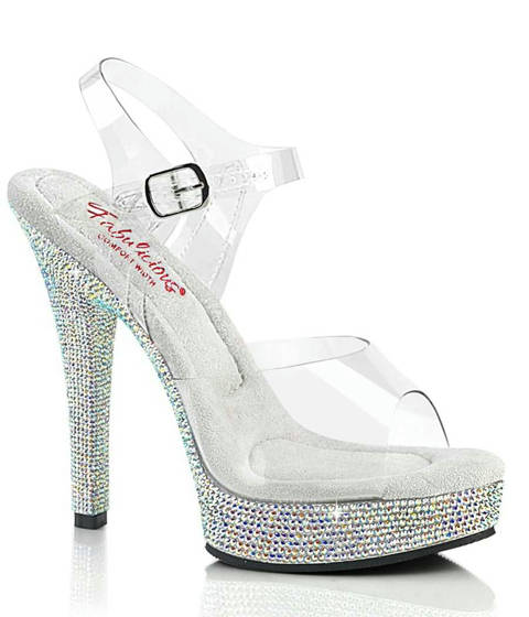 Fabulicious — Sandales Transparentes MAJESTY-508DM : Le Prestige du Strass en Largeur Confort