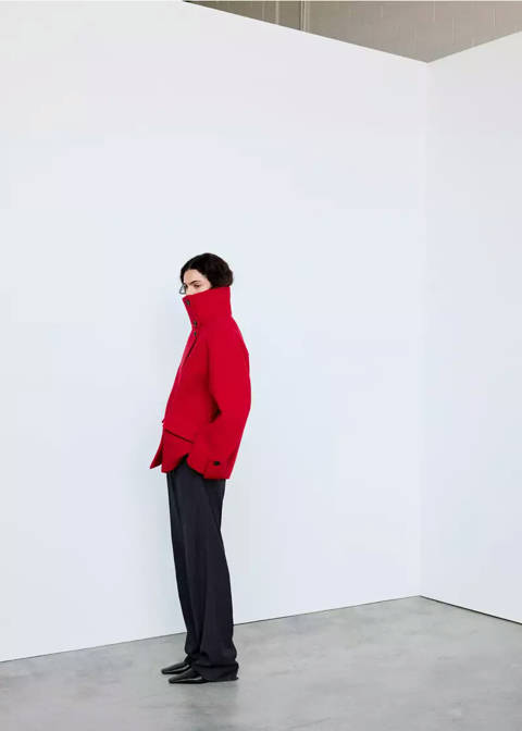 Mango — Manteau 100 % laine col cheminée