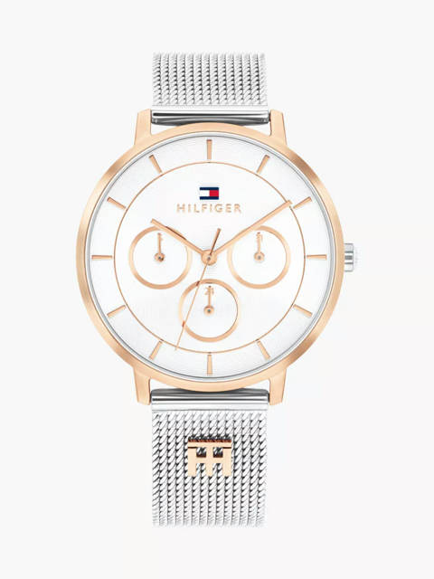 Tommy Hilfiger — Montre bicolore à bracelet en maille et monogramme TH