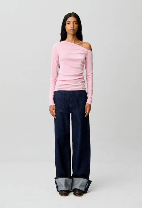 Claudie Pierlot — Top rose asymétrique en coton – Rose