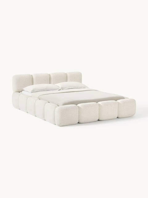 Westwing — Lit matelassé en peluche-bouclette avec rangement Tayla