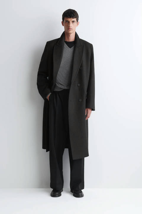 COS — Manteau long croisé en laine mélangée