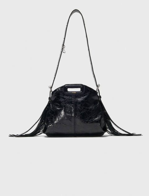 Maje — Sac Miss M mini en cuir craquelé – Noir