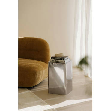 Sklum — Table d'appoint carrée en acier inoxydable Loraq